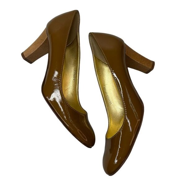 J.Crew Patent Leather Mustard Gold Heels Size 5.5 - Picture 7 of 17